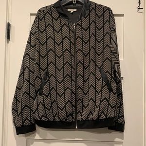 Pleione herringbone bomber jacket with faux leather trim - Size XL